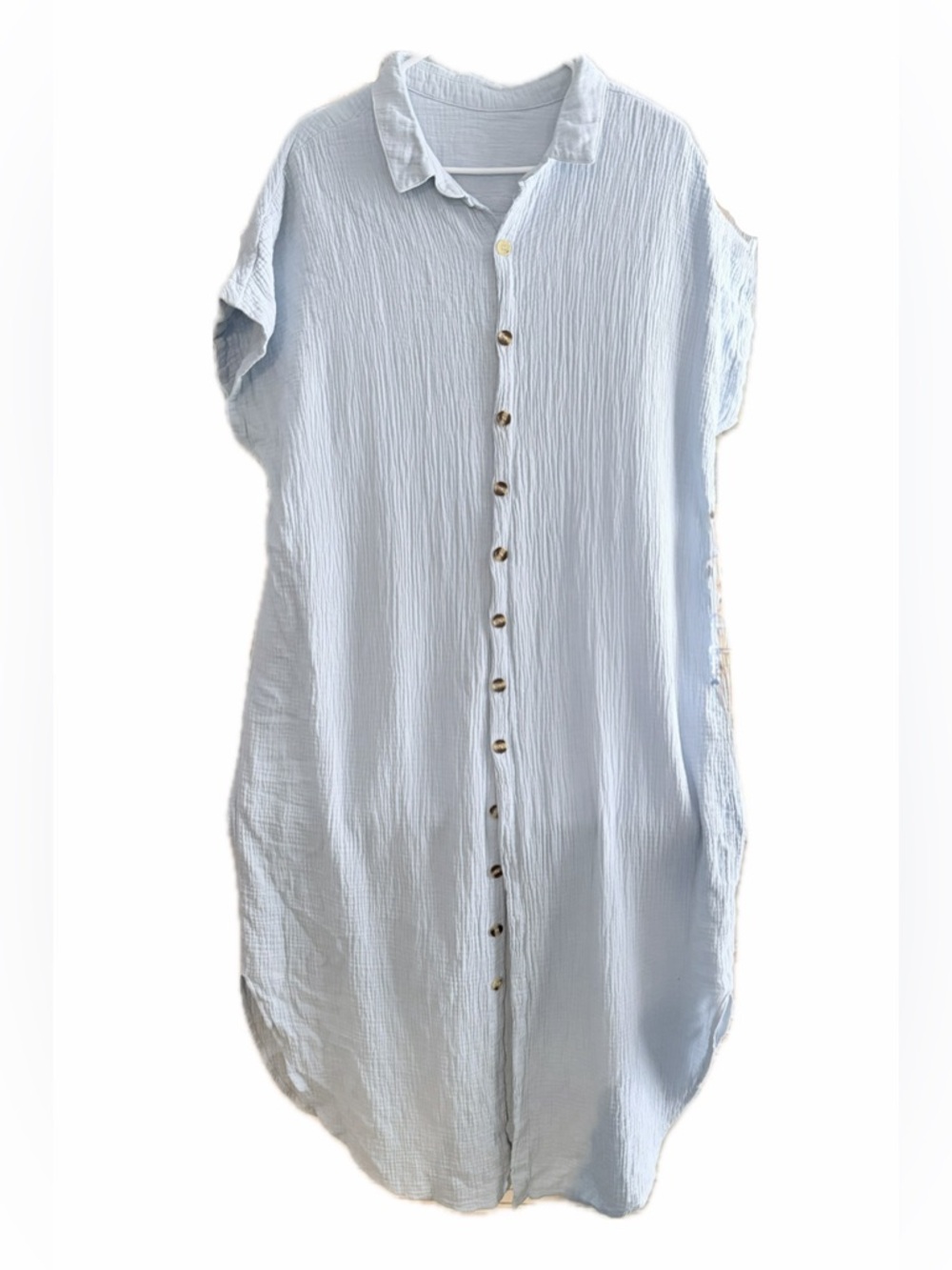 Light Blue Button-Front Swim Cover-Up Maxi - Picture 5 of 11